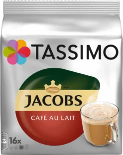 Tassimo Jacobs Café Au Lait 5er Pack, Kaffee, Kaffeekapsel, Milchkaffee Aus Gemahlenem Röstkaffee, 80 T-Discs / Portionen