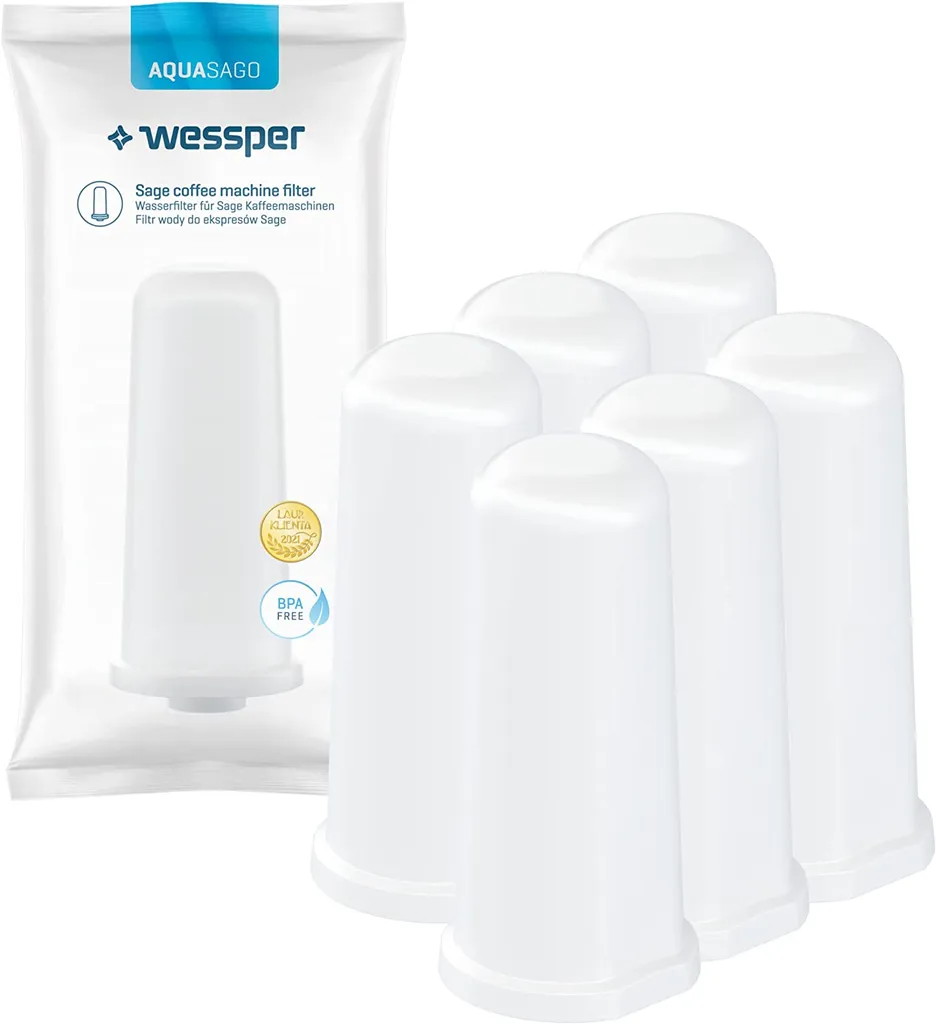 Wessper 6 Stück Wasserfilter Für Sage Kaffeemaschinen | Barista Zubehör Ersatz Für Sage Claro Swiss, Sage Barista Express Pro SES008, SES875,BES920, SES980, SES990, BES811, SES878, SES880, SES812