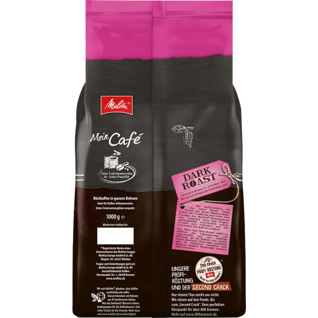 MELITTA Ganze Kaffeebohnen Mein Café Dark Roast 8x1 Kg Charaktervoll Intensiv – Bild 4