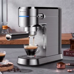 BlitzHome Espresso Maschine Kaffeemaschine Cappuccinomaschine Milchaufschäumer Espressomaschinen