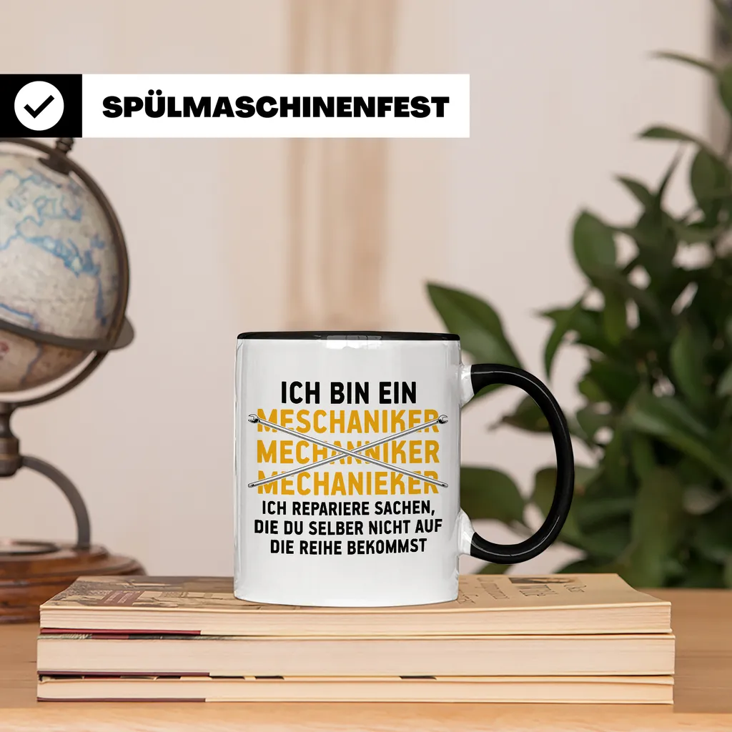 Lustige Tasse Automechaniker KFZ Mechaniker Geschenk Mechatroniker Werkstatt Tasse (Schwarz) – Bild 2