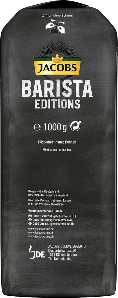 JACOBS Kaffeebohnen Barista Editions Crema Intense 2 X 1kg Ganze Bohnen + 1 Aluminiumdose Im Barista Design – Bild 9