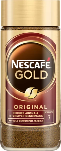 Nestlé® Nescafé Gold Das Original, Löslicher Bohnenkaffee, Kaffee, Gemahlener Röstkaffee, Glas, 100 G