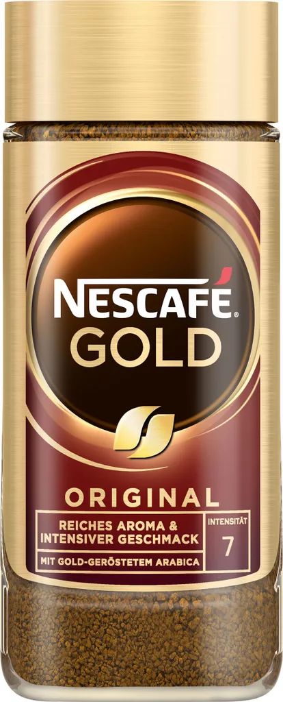 Nestlé® Nescafé Gold Das Original, Löslicher Bohnenkaffee, Kaffee, Gemahlener Röstkaffee, Glas, 100 G