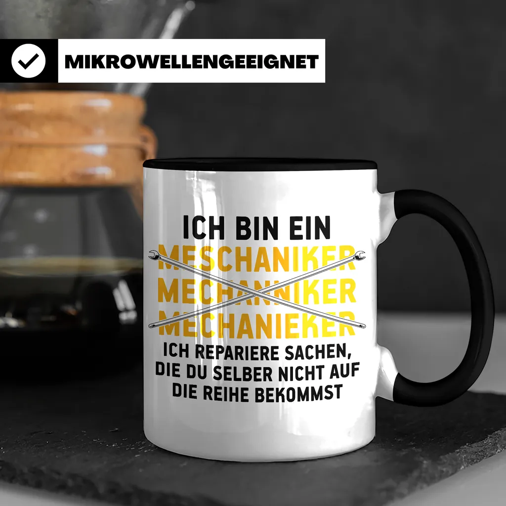 Lustige Tasse Automechaniker KFZ Mechaniker Geschenk Mechatroniker Werkstatt Tasse (Schwarz) – Bild 3