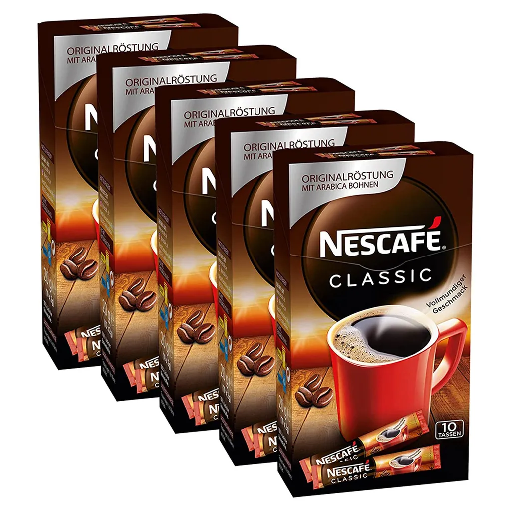 Nestlé® Nescafe Classic Löslicher Instantkaffee Tassenpackungen 10x2g 5er Pack