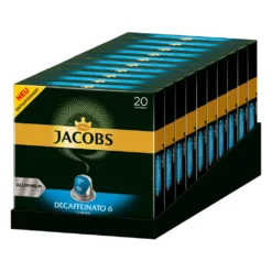 JACOBS Kapseln Decaffeinato 6 Lungo Entkoffeiniert 200 Nespresso®* Kompatibel