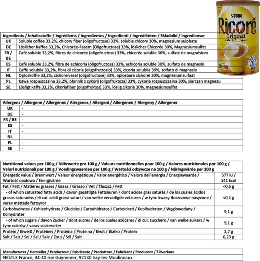 Nestle Ricore L'instant Douceur Instant Kaffee Mit Extrakten Aus Der Zichorie Wurzel 260 Gramm – Bild 4