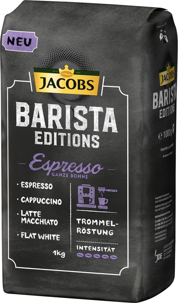 Jacobs Barista Editions Espresso, Bohnenkaffee, Ganze Bohnen, Röstkaffee, Kaffeebohnen, 4 X 1000 G – Bild 4