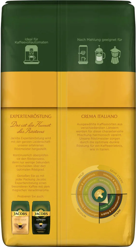 JACOBS Kaffeebohnen Expertenröstung Crema Italiano Bohnenkaffee 2 X 1 Kg Ganze Bohne – Bild 5