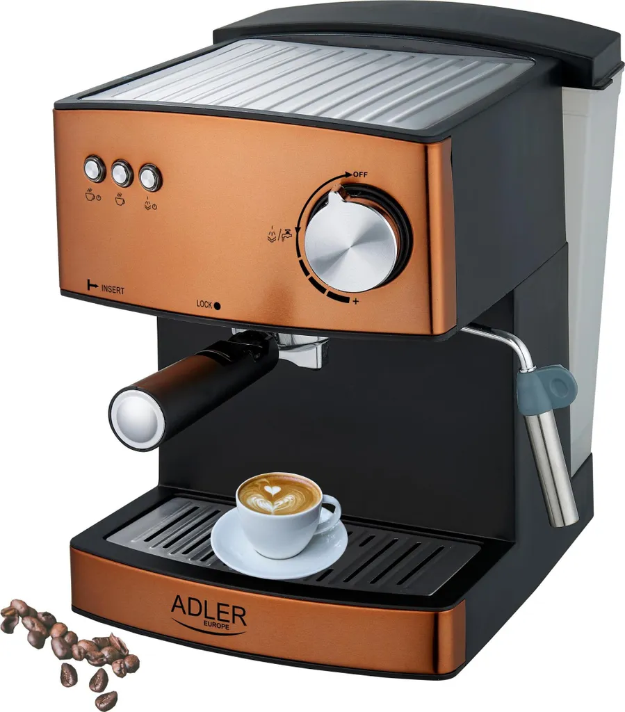Adler Espressomaschine | Kaffeemaschine | Milchaufschäumer | Cappuccinomaschine | Siebträger Espressomaschine | Elektrische Espressomaschine | Bronze Design | 1,6L Wassertank | 850 Watt |15 Bar | – Bild 7