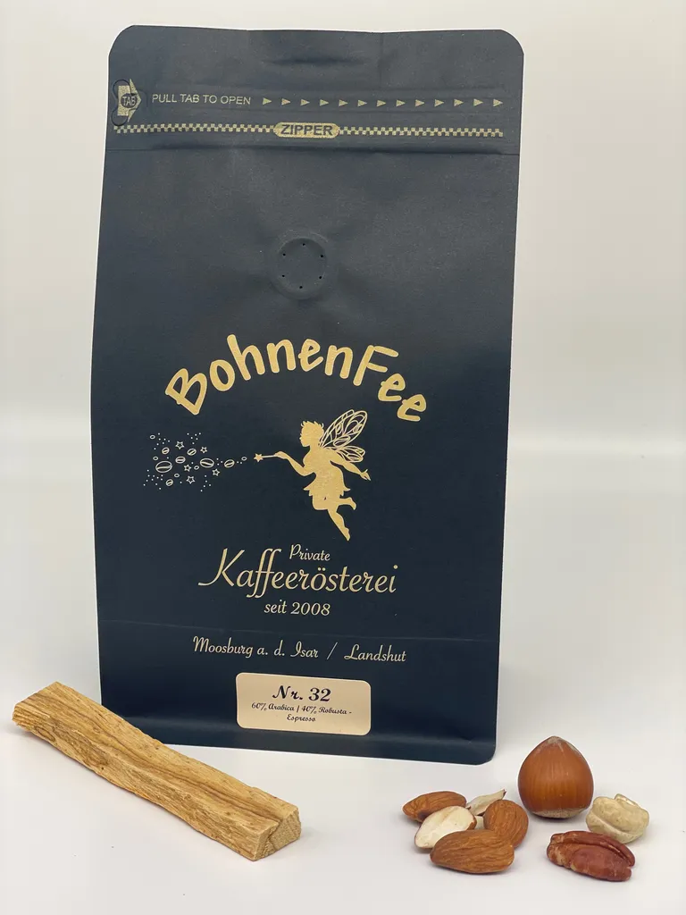 Bohnenfee Private Kaffeerösterei / Espressobohnen 60% Robusta Kräftig & Italienisch / Starker & Nussiger Espresso / 500g Ganze Bohnen