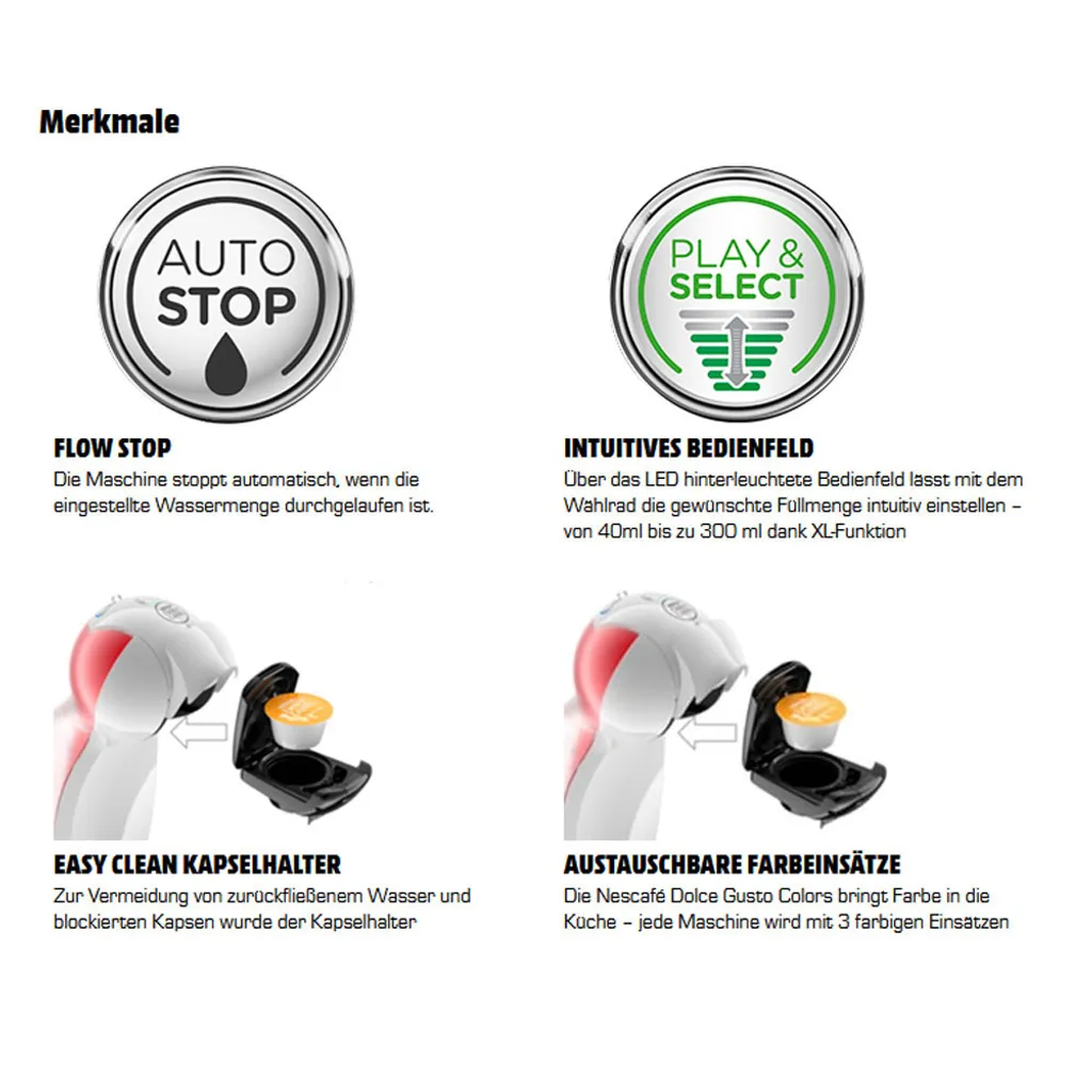 De'Longhi DeLonghi Kapselmaschine Dolce Gusto Colors, Weiß Mit Aufsätzen In Rot, Blau, Gelb – Bild 14