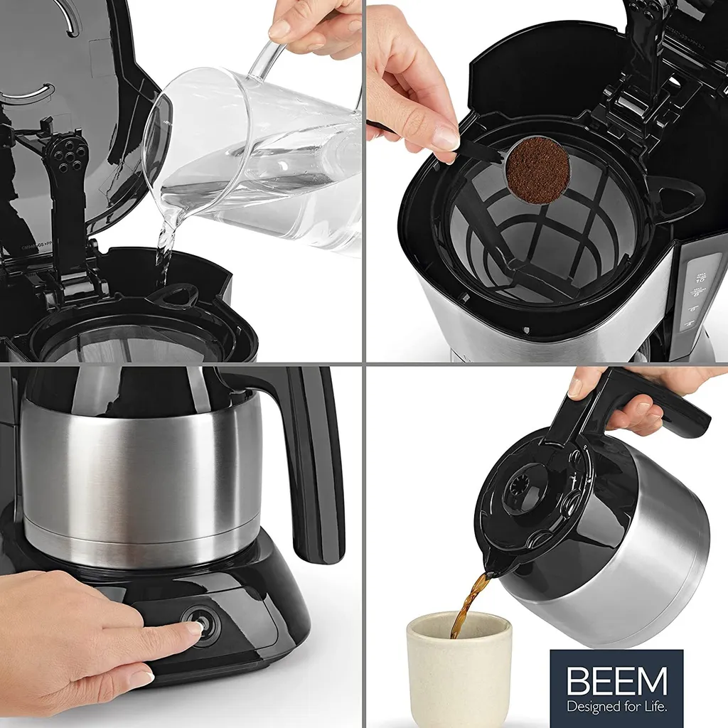 BEEM Filter Kaffeemaschine Thermo Permanentfilter 900W Filterkaffee Edelstahl – Bild 13