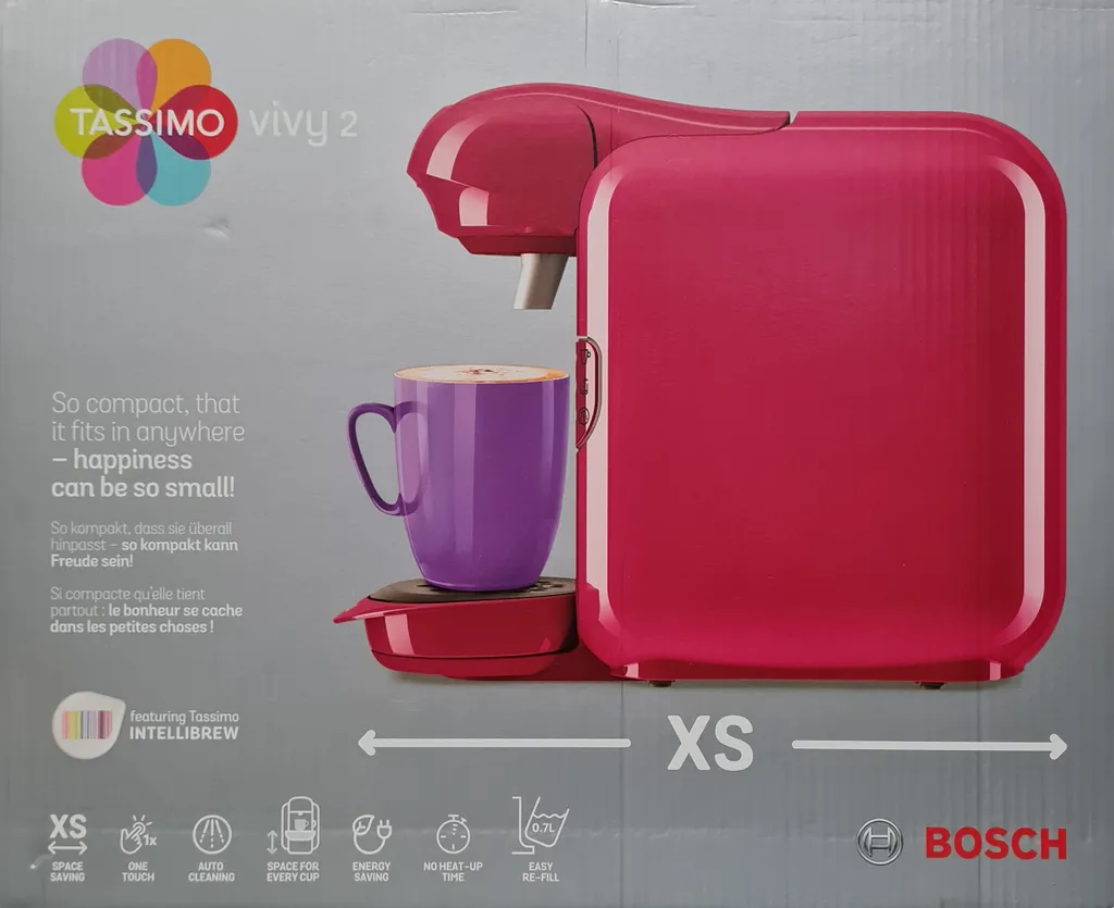 Bosch Tassimo Vivy2 Kapselmaschine TAS1401, Kompaktes Design, Vollautomatisch, Geeignet Für Alle Tassen - Pink – Bild 9