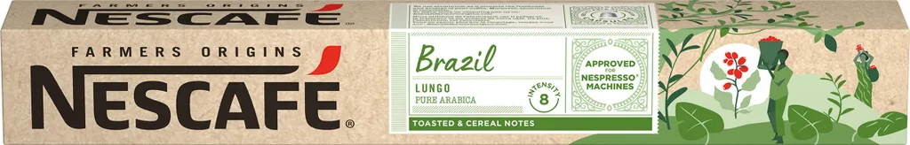 Nestlé® Nescafé Lungo Brazil, Farmers Origins, Nespresso Kaffeekapseln, 10 Stück, 52 G