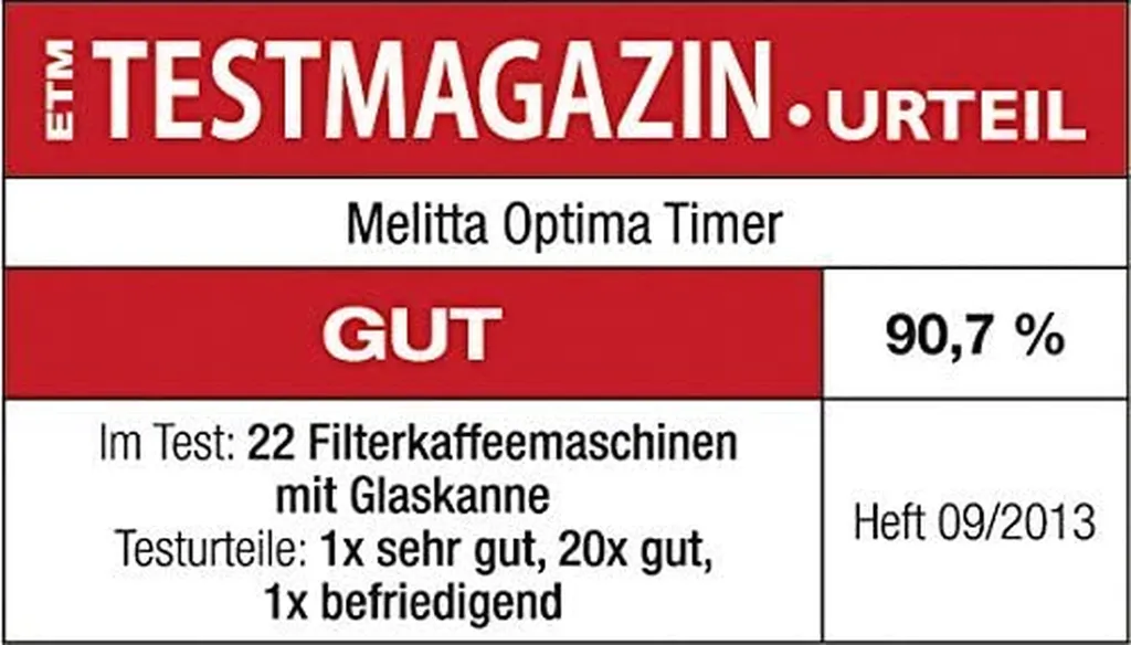 Melitta Optima Timer 100801 Bk, Filterkaffeemaschine Mit Glaskanne Und Timer-Funktion, Abnehmbarer Wassertank, Schwarz – Bild 8