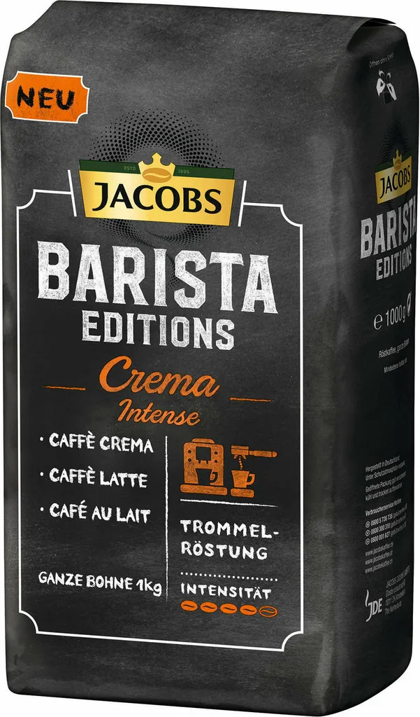 JACOBS Kaffeebohnen Barista Editions Crema Intense 2 X 1kg Ganze Kaffee Bohnen – Bild 4