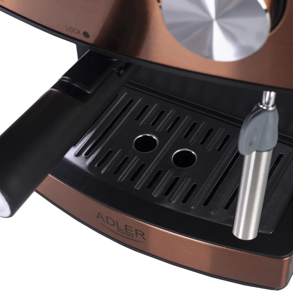 Adler Espressomaschine | Kaffeemaschine | Milchaufschäumer | Cappuccinomaschine | Siebträger Espressomaschine | Elektrische Espressomaschine | Bronze Design | 1,6L Wassertank | 850 Watt |15 Bar | – Bild 6