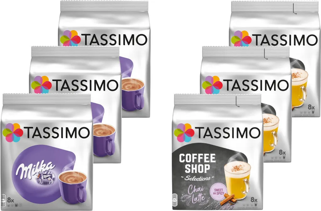 TASSIMO Kapseln Choco-Chai-Paket Milka & Chai Latte à 3 X 8 Portionen - 48 Getränke