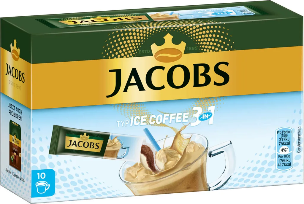 JACOBS Löskaffee 3in1 Typ Ice Coffee Löslicher Kaffee 12 X 10 Getränke Sticks – Bild 3