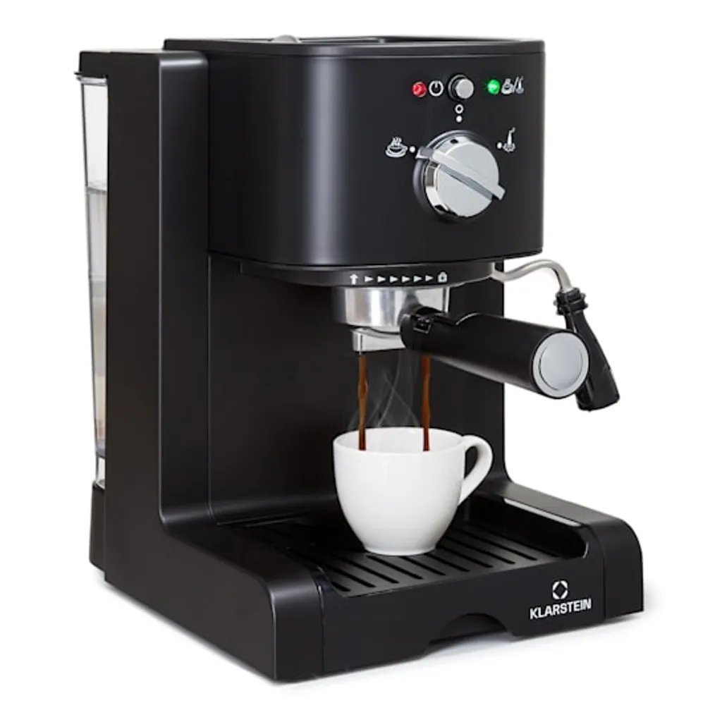 Klarstein Passionata 20 - Espressomaschine, Espresso-Automat, Kaffee-Maschine, 1350 Watt, 1,25 Liter, Automatischer Druckablass, Inkl. Milchschaum Düse Für Zubereitung Von Cappuccino, Schwarz