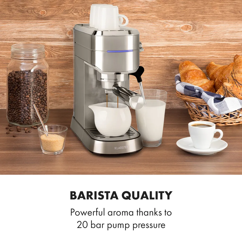 Futura Espressomaker 20 Bar 1450 Watt 20 Bar Wassertank: 1,25 Liter Rostfreier Edelstahl – Bild 2