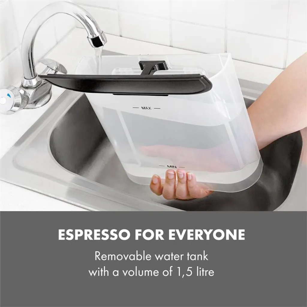 Arabica Espressomaschine 1050W 15 Bar 1,5l Touch-Bedienfeld Edelstahl – Bild 4