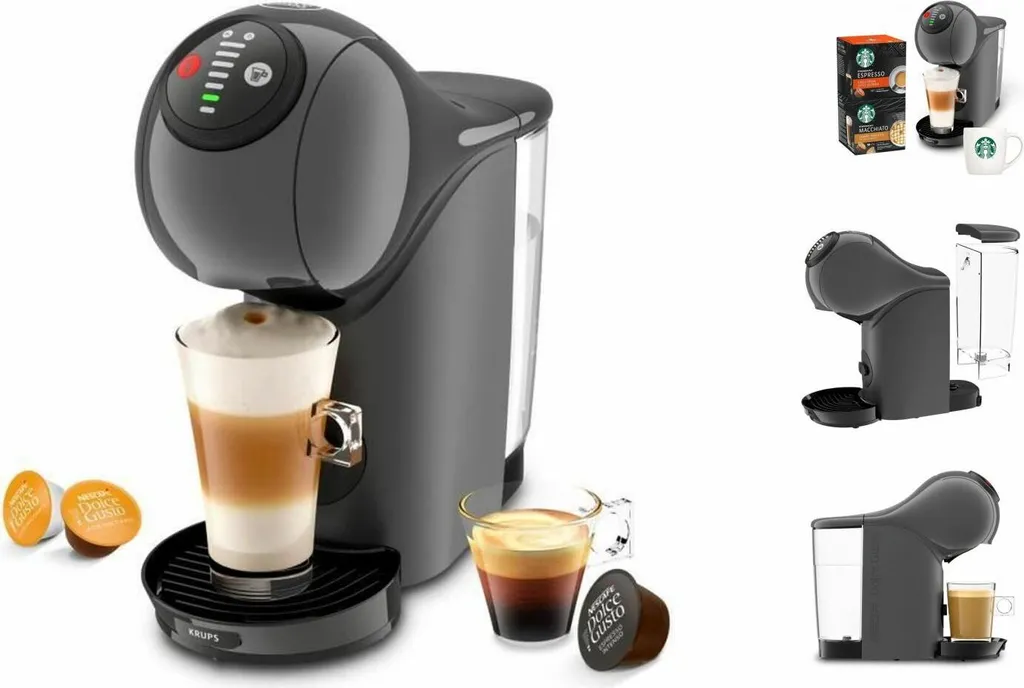 KRUPS NESCAFE DOLCE GUSTO YY4893FD KAPAKE MACHINE + 2 Kisten Espresso- Und Macchiato -Kapseln + Becher Starbucks, Kompakt, Anthrazit – Bild 6