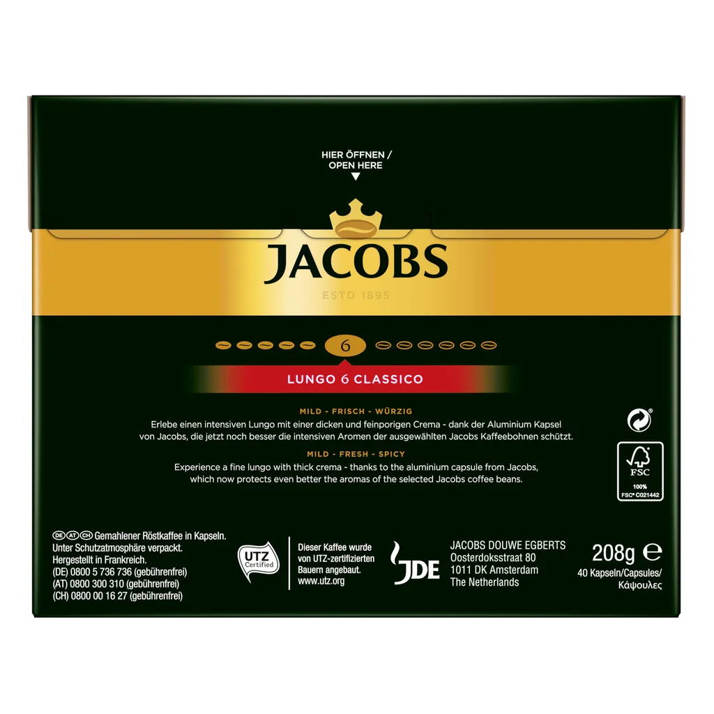 JACOBS Kapseln Lungo Classico 5 X 40 Nespresso®* Kompatible Kaffeekapseln – Bild 4