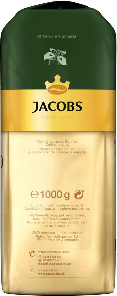 JACOBS Kaffeebohnen Expertenröstung Crema Gold 3 Kg Geröstete Bohnen+ 1 Jacobs Barista Becher+ 1 Dose – Bild 7