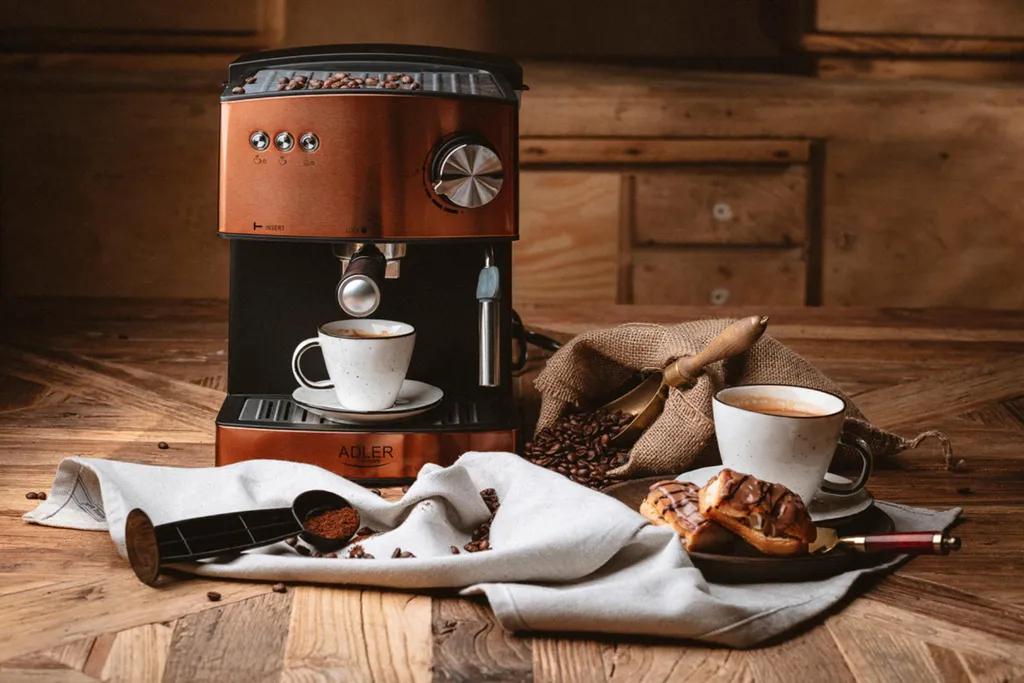 Adler Espressomaschine | Kaffeemaschine | Milchaufschäumer | Cappuccinomaschine | Siebträger Espressomaschine | Elektrische Espressomaschine | Bronze Design | 1,6L Wassertank | 850 Watt |15 Bar | – Bild 8