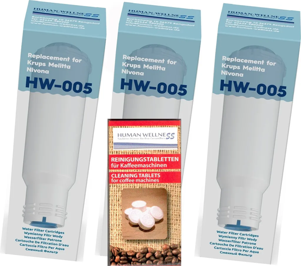3 X Wasserfilter HW-005 Filterpatrone Für Melitta Kaffeevollautomat + 10 Tabs Neuheit