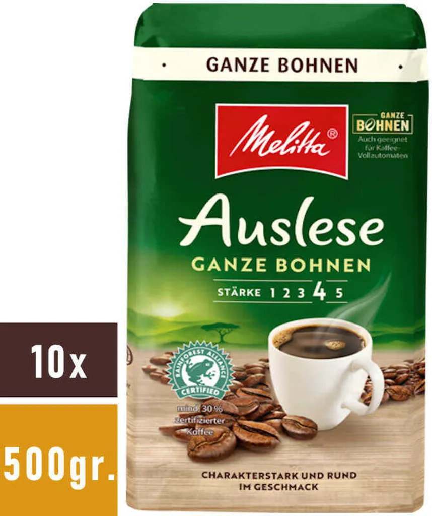 MELITTA Auslese Ganze Bohnen Für Filterkaffee 10x500 G Kräftig Mit Rundem Aroma – Bild 4