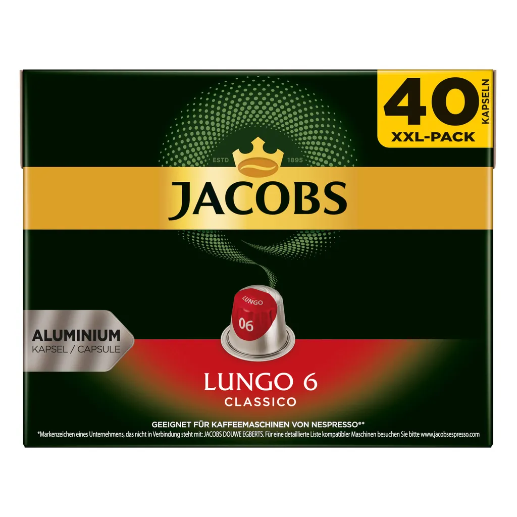 JACOBS Kapseln Lungo Classico 5 X 40 Nespresso®* Kompatible Kaffeekapseln