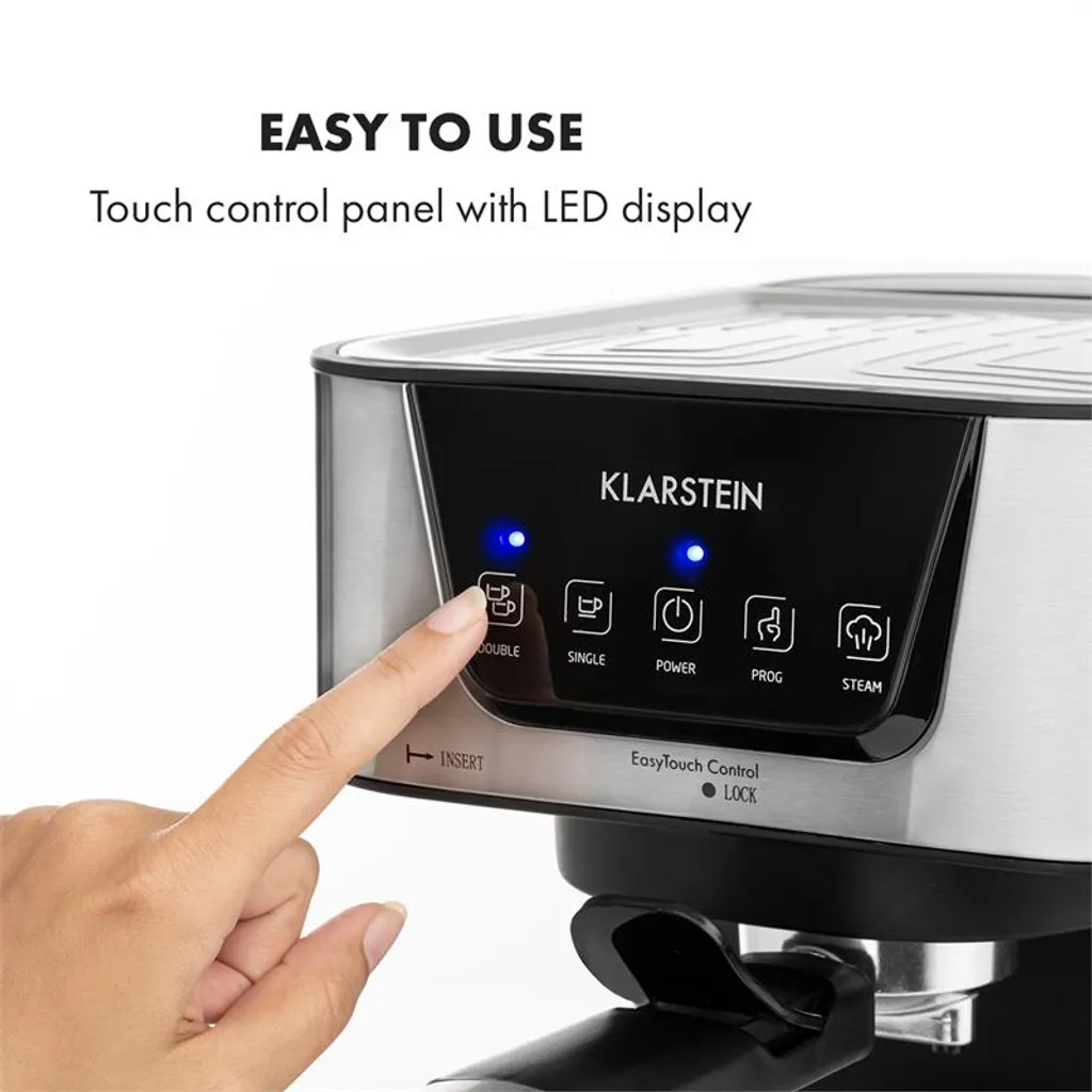 Arabica Espressomaschine 1050W 15 Bar 1,5l Touch-Bedienfeld Edelstahl – Bild 3