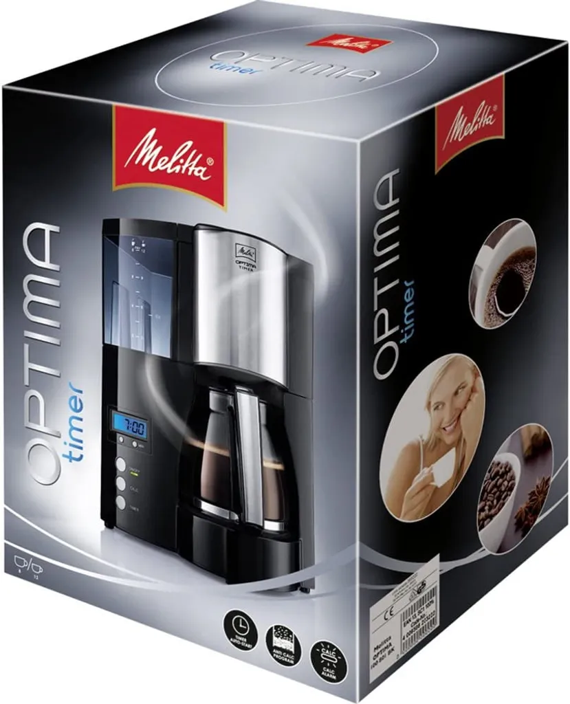 Melitta Optima Timer 100801 Bk, Filterkaffeemaschine Mit Glaskanne Und Timer-Funktion, Abnehmbarer Wassertank, Schwarz – Bild 7
