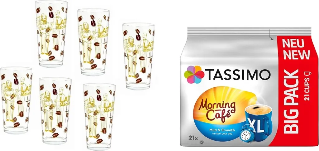 Tassimo Morning Café Xl Mild & Smooth Im 21er Big Pack 163.8 G Plus 6 Gläser 350ml