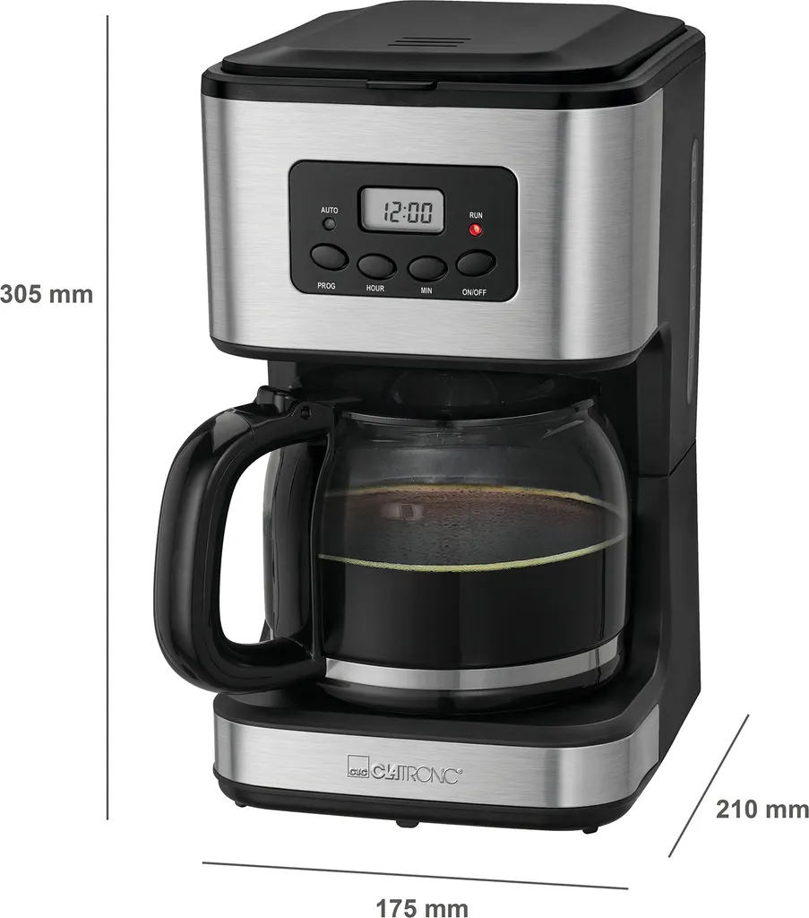 Clatronic KA 3642 Kaffeefiltermaschine Für 12-14 Tassen 1,5 L, Programmierbare 24-Stunden LCD-Digital-Zeitschaltuhr, Edelstahlfront – Bild 7