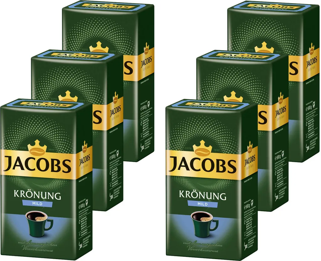 JACOBS Filterkaffee Krönung Mild 6 X 500g Pulver-Kaffee Gemahlen Röstkaffee 3 Kg