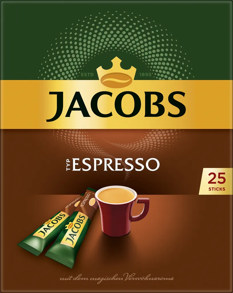 Jacobs Typ Espresso Sticks | Löslicher Kaffee | 25 Portionen