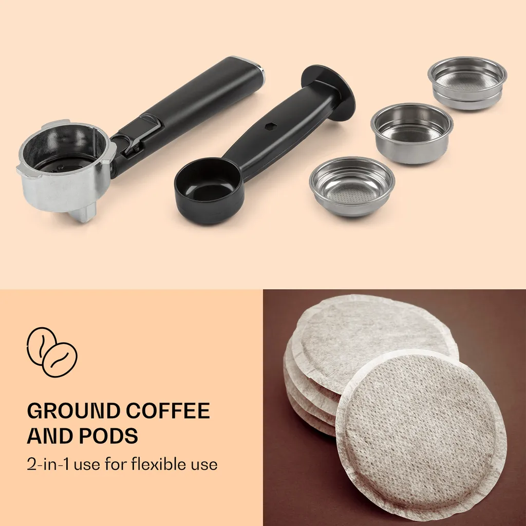 Arabica Comfort Espressomaschine 1350W 20 Bar 1,8l Touch-Bedienfeld Edelstahl â Bild 4