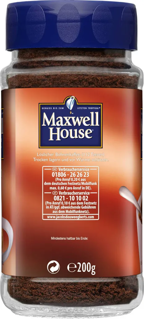 MAXWELL HOUSE Klassisch 6 X 200 G Gläser Löslicher Kaffee Instantkaffee – Bild 4