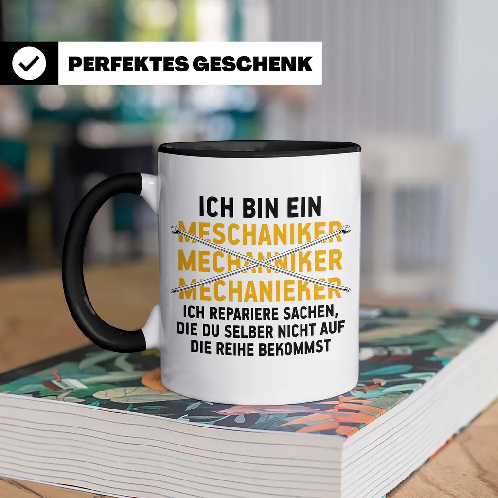 Lustige Tasse Automechaniker KFZ Mechaniker Geschenk Mechatroniker Werkstatt Tasse (Schwarz) – Bild 4