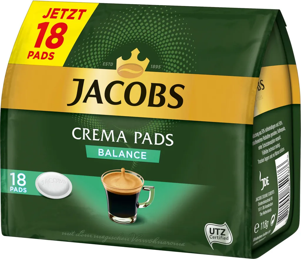 JACOBS Pads Crema Balance 5 X 18 Getränke - 90 Kaffeepads Senseo Kompatibel – Bild 4