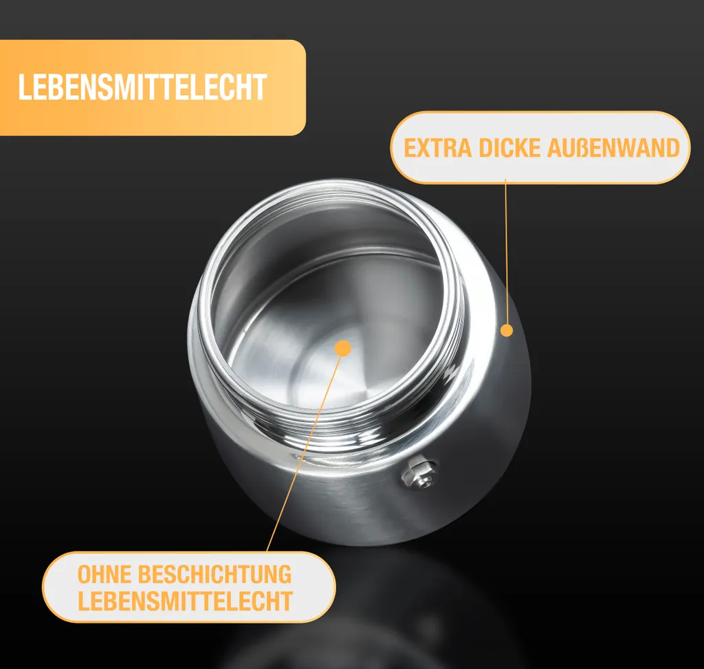 Thiru Espressokocher Induktion L Premium Mokkakanne Aus Edelstahl Inkl. Toolset (Silber, 4 Tassen (200ml)) – Bild 3