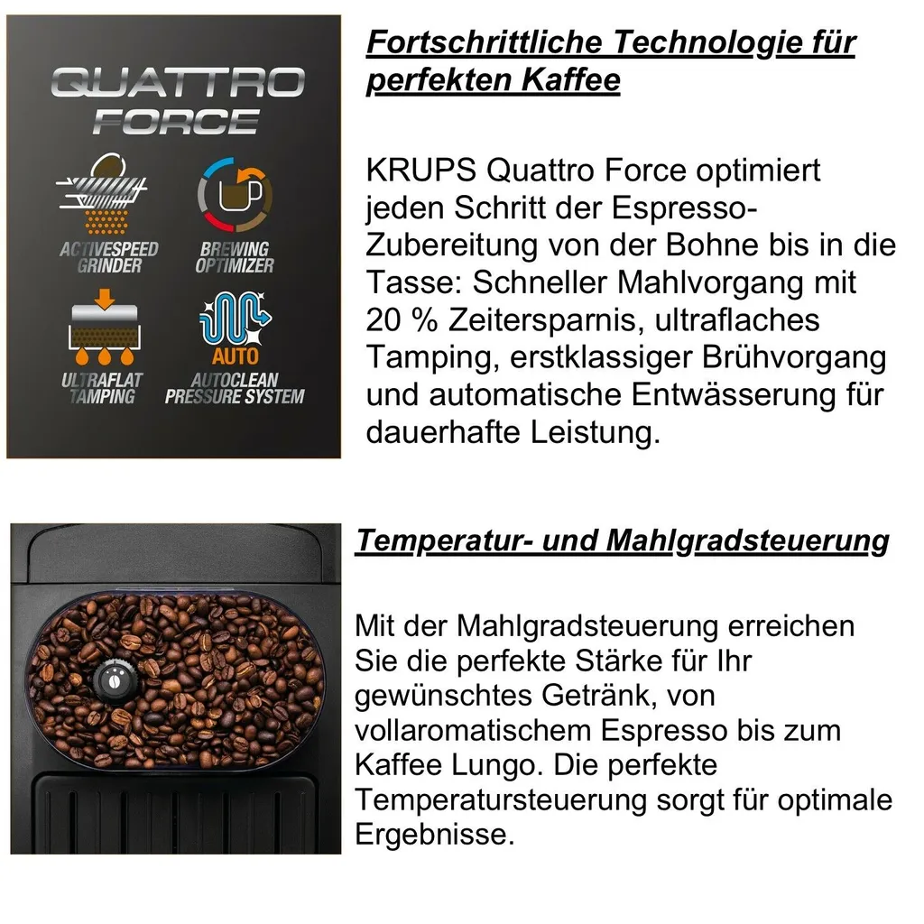 Krups Kaffeevollautomat Quattro Force EA817K Espresso Display Plus Reinigungs-/Pflegeset – Bild 3