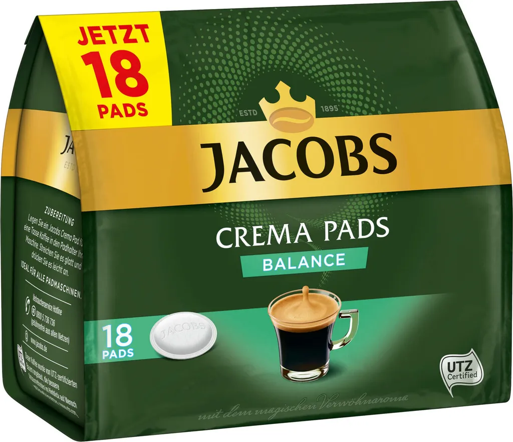 JACOBS Pads Crema Balance 5 X 18 Getränke - 90 Kaffeepads Senseo Kompatibel – Bild 3