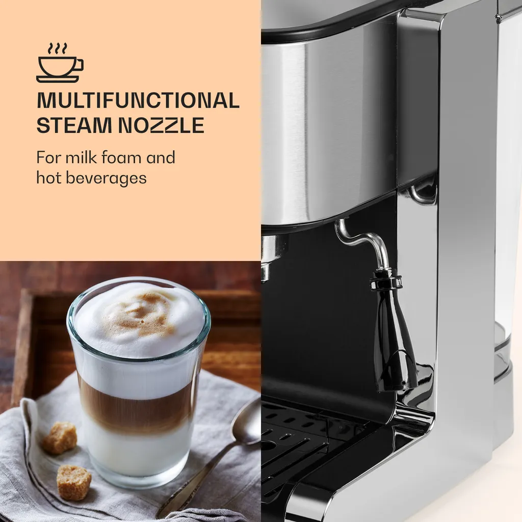 Passionata 20 Espressomaschine 20 Bar 6 Tassen 1,25 Liter Milchschaum – Bild 4