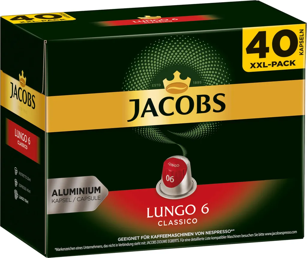 JACOBS Kapseln Lungo Classico 5 X 40 Nespresso®* Kompatible Kaffeekapseln – Bild 10